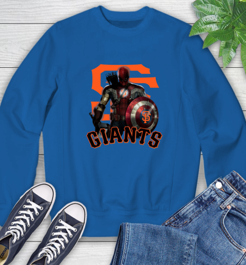 MLB Captain America Thor Spider Man Hawkeye Avengers Endgame Baseball San Francisco Giants Sweatshirt 8