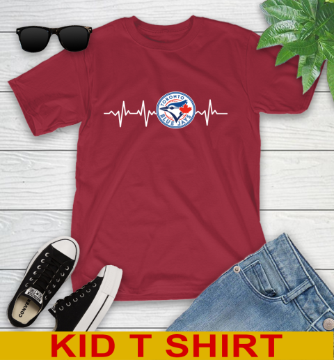 Toronto Blue Jays MLB Baseball Heart Beat Shirt Youth T-Shirt 12