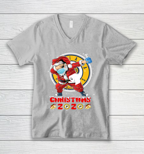 Indiana Pacers Funny Santa Claus Dabbing Christmas 2020 NBA V-Neck T-Shirt 3
