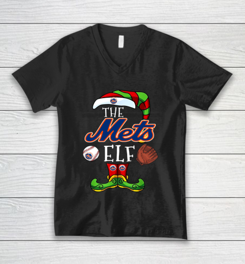 New York Mets Christmas ELF Funny MLB V-Neck T-Shirt