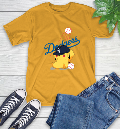 MLB Pikachu Baseball Sports Los Angeles Dodgers T-Shirt 3