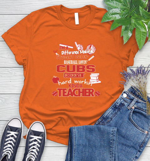 Chicago Cubs MLB I'm A Difference Making Student Caring Baseball Loving Kinda Teacher Women's T-Shirt 3