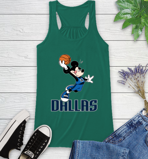 NBA Basketball Dallas Mavericks Cheerful Mickey Mouse Shirt Racerback Tank 7