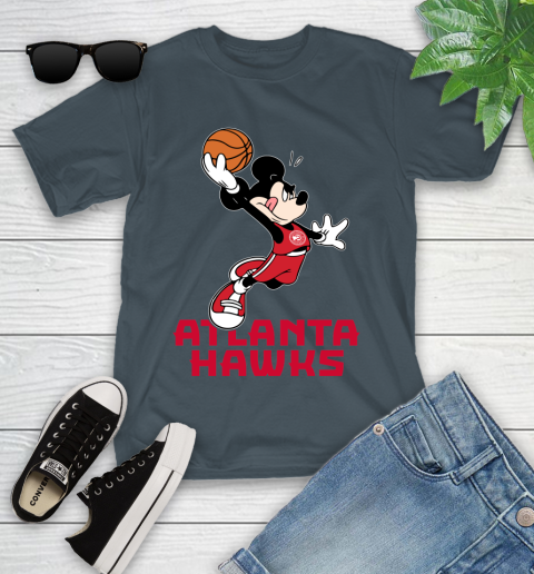 NBA Basketball Atlanta Hawks Cheerful Mickey Mouse Shirt Youth T-Shirt 8