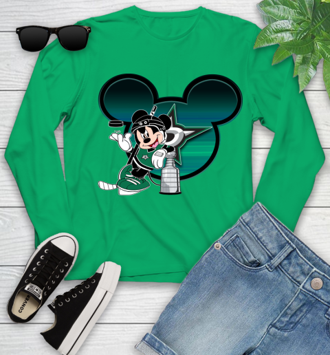 NHL Dallas Stars Stanley Cup Mickey Mouse Disney Hockey T Shirt Youth Long Sleeve 6