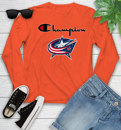 NHL Hockey Columbus Blue Jackets Champion Shirt Youth Long Sleeve 2