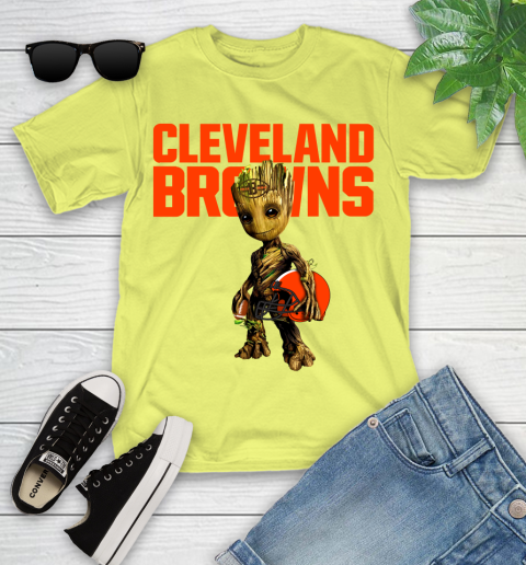 Cleveland Browns NFL Football Groot Marvel Guardians Of The Galaxy Youth T-Shirt 8