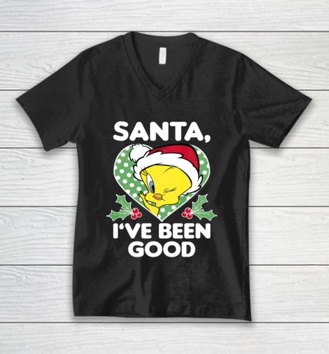 Looney Tunes Christmas Tweety Bird Santa I ve Been Good V-Neck T-Shirt