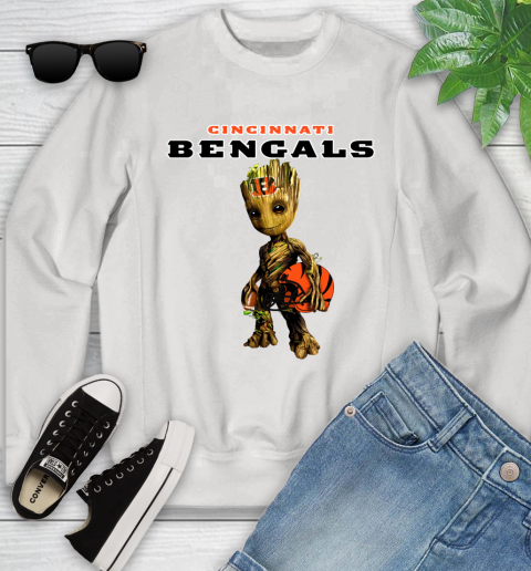Cincinnati Bengals NFL Football Groot Marvel Guardians Of The Galaxy Youth Sweatshirt