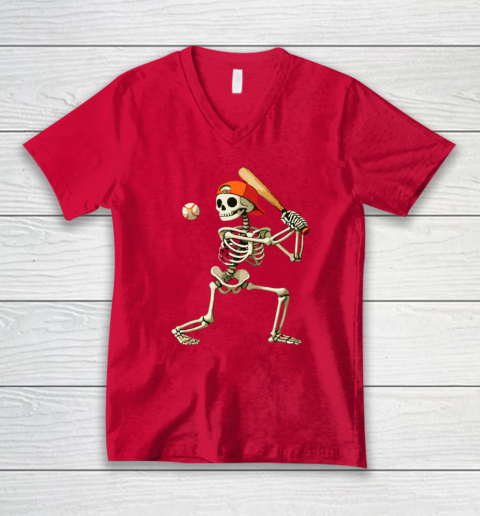 Skeleton Baseball Halloween Costume Funny V-Neck T-Shirt 5