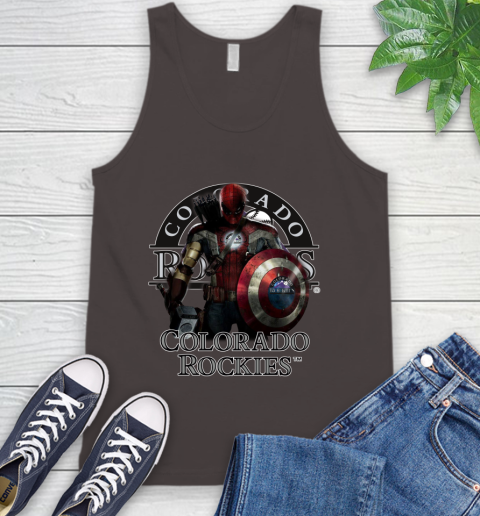 MLB Captain America Thor Spider Man Hawkeye Avengers Endgame Baseball Colorado Rockies Tank Top 7