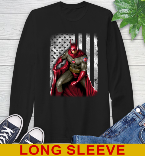 Detroit Pistons NBA Basketball Batman DC American Flag Shirt Long Sleeve T-Shirt