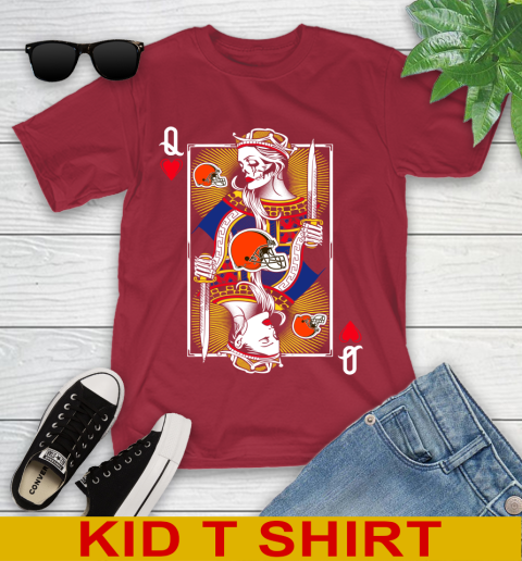 NFL Football Cleveland Browns The Queen Of Hearts Card Shirt Youth T-Shirt 13 NFL Football Cleveland Browns The Queen Of Hearts Card Shirt Youth T-Shirt - Image 13