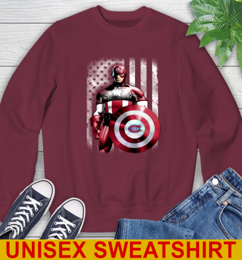 Montreal Canadiens NHL Hockey Captain America Marvel Avengers American Flag Shirt Sweatshirt 6