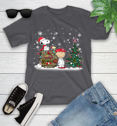 MLB St.Louis Cardinals Snoopy Charlie Brown Christmas Baseball Commissioner's Trophy Youth T-Shirt 6