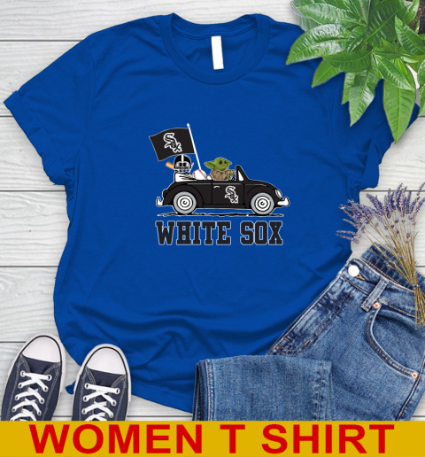 MLB Baseball Chicago White Sox Darth Vader Baby Yoda Driving Star Wars Shirt Women's T-Shirt - Image 10