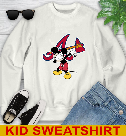 Atlanta Braves MLB Baseball Dabbing Mickey Disney Sports Youth Sweatshirt