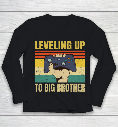 Leveling Up To Big Brother Funny Gamer Brothers Gift Youth Long Sleeve
