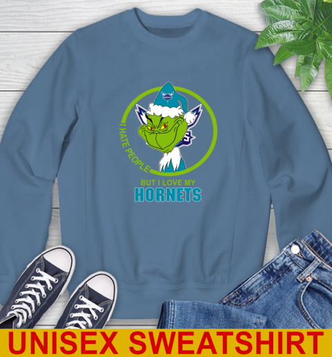Charlotte Hornets NBA Christmas Grinch I Hate People But I Love My Favorite Basketball Team Sweatshirt 8