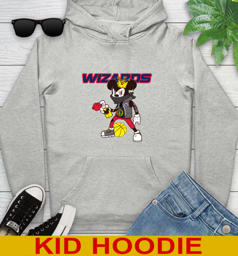 Washington Wizards NBA Basketball Mickey Peace Sign Sports Youth Hoodie