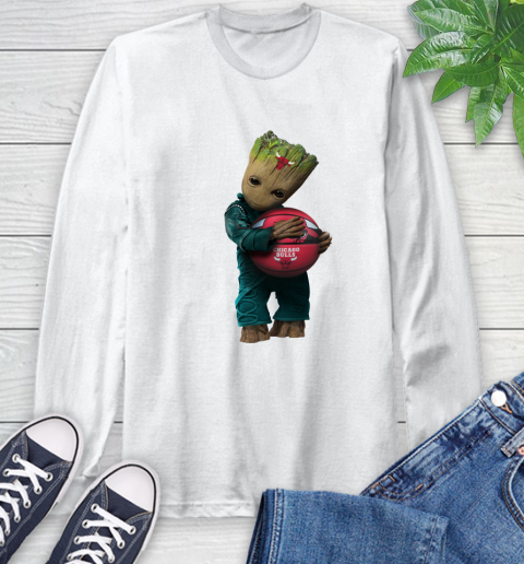 NBA Groot Guardians Of The Galaxy Basketball Sports Chicago Bulls Long Sleeve T-Shirt