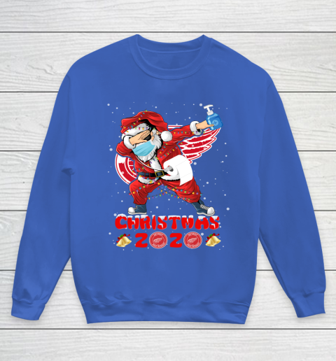 Detroit Red Wings Funny Santa Claus Dabbing Christmas 2020 NHL Youth Sweatshirt 6