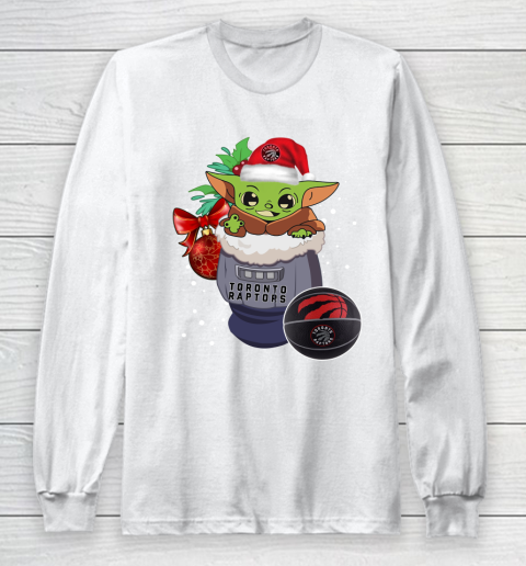 Toronto Raptors Christmas Baby Yoda Star Wars Funny Happy NBA Long Sleeve T-Shirt 2