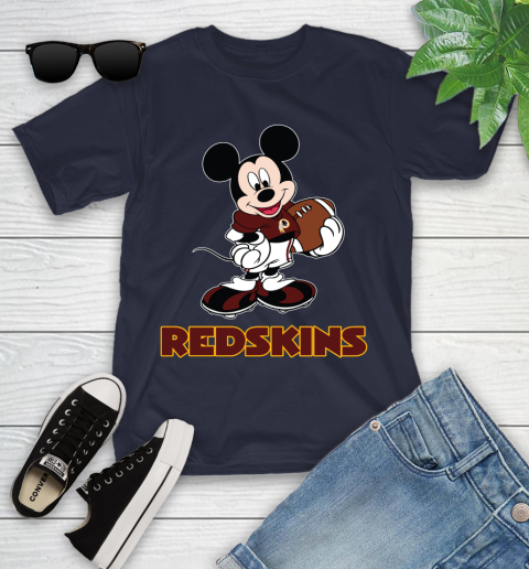 NFL Football Washington Redskins Cheerful Mickey Mouse Shirt Youth T-Shirt 3