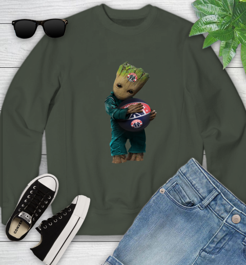 NBA Groot Guardians Of The Galaxy Basketball Sports Washington Wizards Youth Sweatshirt 10