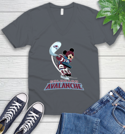 NHL Hockey Colorado Avalanche Cheerful Mickey Mouse Shirt V-Neck T-Shirt - Image 6