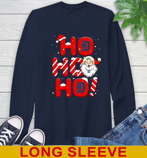 Detroit Tigers MLB Baseball Ho Ho Ho Santa Claus Merry Christmas Shirt Long Sleeve T-Shirt 3