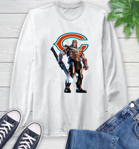 NFL Thanos Gauntlet Avengers Endgame Football Chicago Bears Long Sleeve T-Shirt