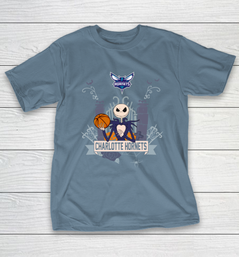 NBA Charlotte Hornets Basketball Jack Skellington Halloween T-Shirt 6