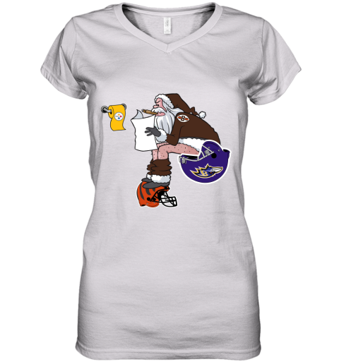 Santa Claus Cleveland Browns Shit On Other Teams Christmas Women's V-Neck T-Shirt