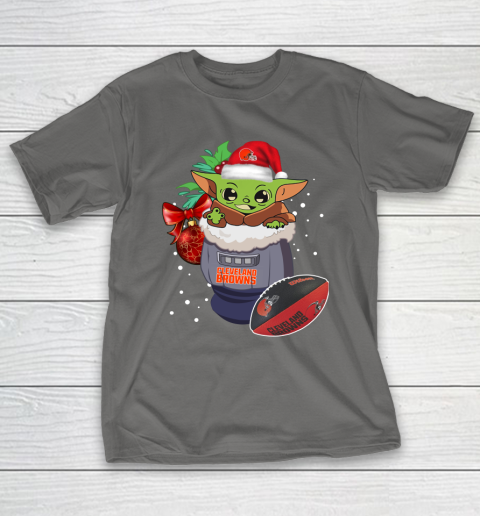 Cleveland Browns Christmas Baby Yoda Star Wars Funny Happy NFL T-Shirt 9