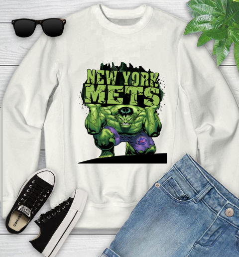 New York Mets MLB Baseball Incredible Hulk Marvel Avengers Sports Youth Sweatshirt