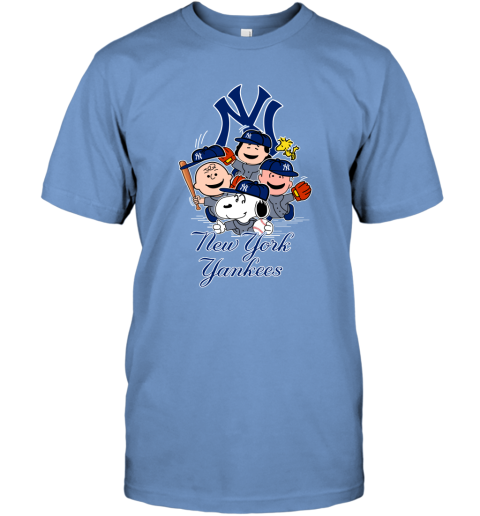 Peanuts Charlie Brown And Snoopy Playing Baseball New York Yankees T-Shirt  - TeeNavi