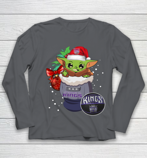 Sacramento Kings Christmas Baby Yoda Star Wars Funny Happy NBA Youth Long Sleeve 8