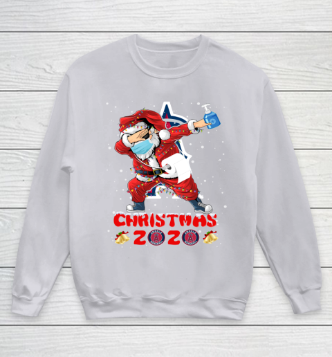 Los Angeles Angels Funny Santa Claus Dabbing Christmas 2020 MLB Youth Sweatshirt 3