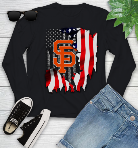 San Francisco Giants MLB Baseball American Flag Youth Long Sleeve