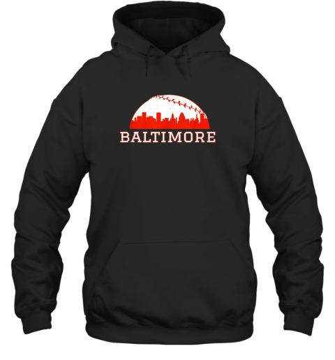 Vintage Downtown Baltimore MD Baseball Skyline Hoodie