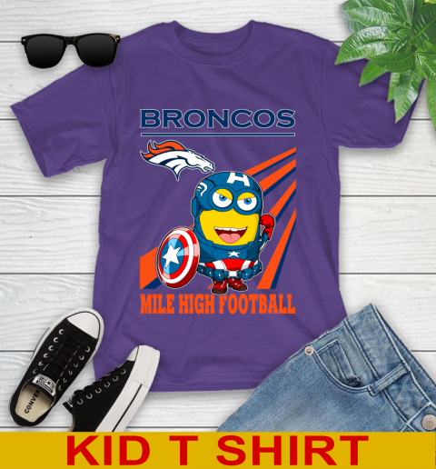 NFL Football Denver Broncos Captain America Marvel Avengers Minion Shirt Youth T-Shirt 3