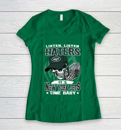 Listen Haters It is JETS Time Baby NFL Women's V-Neck T-Shirt 3