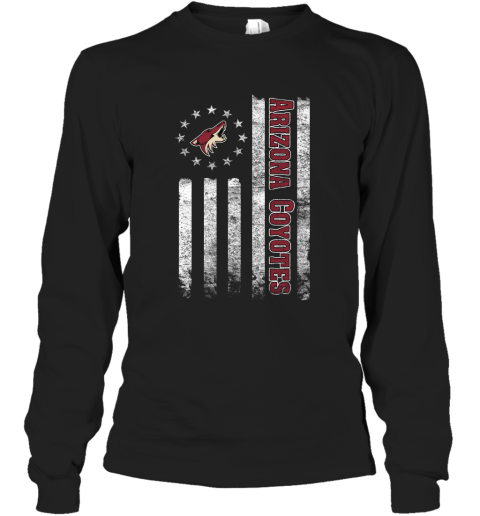 NHL American Flag Hockey Sports Arizona Coyotes Long Sleeve T-Shirt