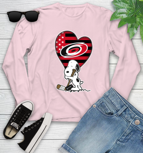 Carolina Hurricanes NHL Hockey The Peanuts Movie Adorable Snoopy Youth Long Sleeve 10