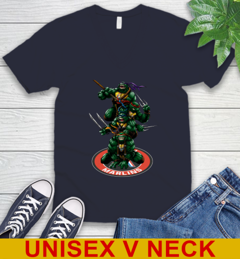 MLB Baseball Miami Marlins Teenage Mutant Ninja Turtles Shirt V-Neck T-Shirt 3