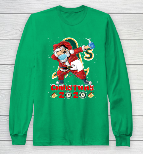 Oakland Athletics Funny Santa Claus Dabbing Christmas 2020 MLB Long Sleeve T-Shirt 4