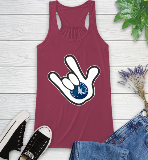 Minnesota Timberwolves NBA Basketball Mickey Rock Hand Disney Racerback Tank 8