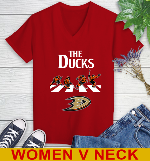 NHL Hockey Anaheim Ducks The Beatles Rock Band Shirt Women's V-Neck T-Shirt 10