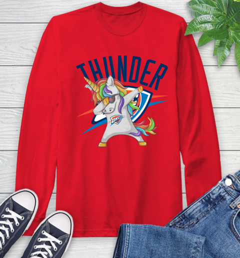Oklahoma City Thunder NBA Basketball Funny Unicorn Dabbing Sports Long Sleeve T-Shirt 10